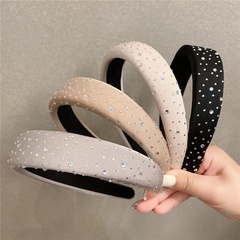 Rhinestone Headband Women's Spring and Summer Thickened Super Shiny Milk Tea Color Solid Color Sponge Hairpin Beautiful Headband Net Red Hair Pressing