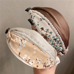 Wide-brimmed hairpin crushed floral cross hair accessories pearl hairband