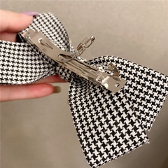 autumn and winter new black and white plaid bow rhinestone inlaid drill rope hair rope hair ring rubber band hair accessories