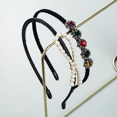 Heming Stirnband Koreanische Version der Internet-Promi-Mode Bowknot Perle dünne Kanten mit Zähnen rutsch feste Haarnadel Kopfschmuck weibliche Diamant Stirnband