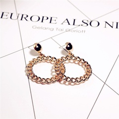 Fashion geometric rhinestone circle copper earrings wholesale