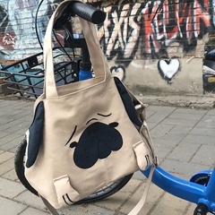 Super Cute Super Large Capacity Haleather Dog Cute Animal Shape Thickened Canvas Shoulder Handbag Messenger Bag