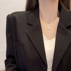 Square super flash zircon titanium steel clavicle chain light luxury necklace female wholesale