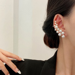 Boucles d'oreilles à long gland rétro perle femme 2021 nouveau clip d'os d'oreille à la mode Boucles d'oreilles simples coréennes