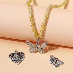 Korean version of creative fashion retro wild butterfly natural stone necklace
