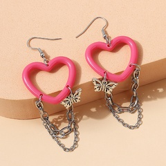 Korean small fresh wild trend line resin hollow peach heart butterfly earrings