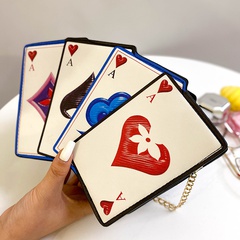 Mode lustige Persönlichkeit kreative Hit Farbe Spielkarte Turm Dollar Muster PU Umhängetasche