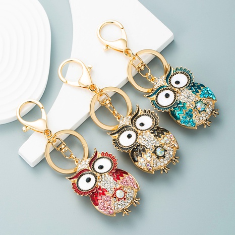 New Creative Keychain Animal Pendant Cute Diamond Owl Keychain Wholesale's discount tags