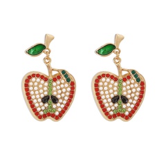Imitation Pearl Drop Oil Cute Fruit Earrings
