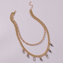 glass diamond exaggerated chain geometric necklace women