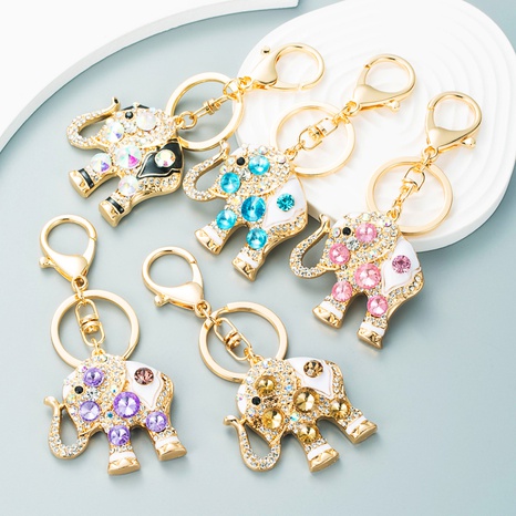 European and American personality exaggerated elephant alloy inlaid rhinestone keychain's discount tags
