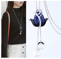 Korean fashion metal simple tulip accessories dripping long necklace sweater chain
