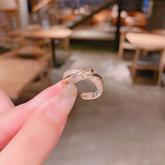Korean micro-inlaid zircon cross-opening adjustable Korean fashion ring