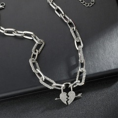new style light luxury retro style one arrow through the heart stainless steel diamond necklace