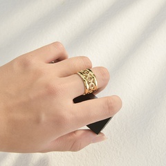 style rétro O-chain couture creuse anneau ouvert tendance 14k or bijoux à main en acier inoxydable