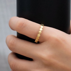 disc European and American geometric shiny simple 18k gold tail stainless steel ring