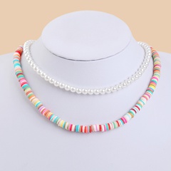 Bohemian hand-woven pearl soft ceramic multilayer necklace creative color jewelry