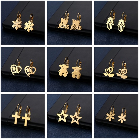 nueva joyería pendientes en forma de corazón pendientes geométricos de acero inoxidable's discount tags