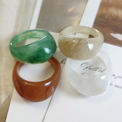 Korean spring and summer new resin jade color blooming ring cross-border
