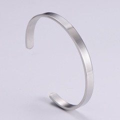 Fashion simple adjustable size smooth stainless steel C-shaped open bracelet
