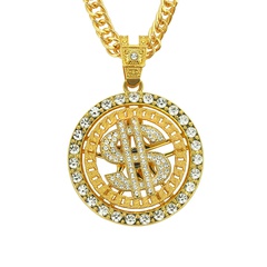 European and American hip-hop diamond-studded dollar rotating pendant necklace