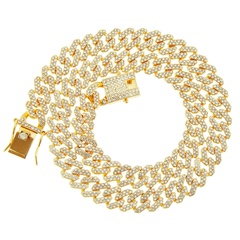 Full Diamond Cuban Chain Necklace Trendy Cool Color Diamond Bracelet Wholesale