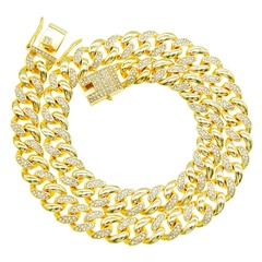 men's creative new glossy diamond stitching Cuban chain necklace trend bracelet