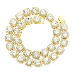 hip-hop men's short square diamond full diamond Cuban chain necklace bracelet wholesale