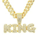 European and American hiphop exaggerated king full diamond letter pendant mens necklacepicture7