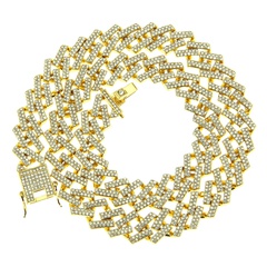European and American trend fashion cuban chain geometric full diamond bracelet necklace wholesale