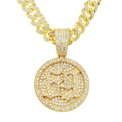 European and American full diamond three-dimensional pendant Cuban chain necklace wholesale