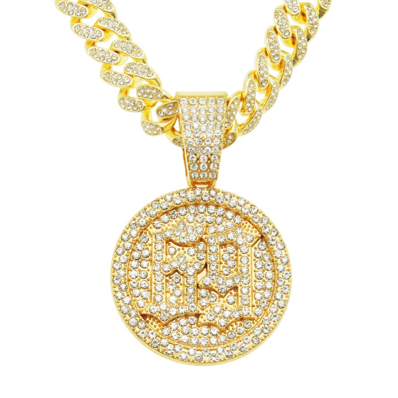 European and American full diamond threedimensional pendant Cuban chain necklace wholesale