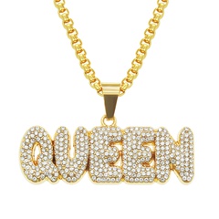 new European and American hip hop diamonds letter pendant necklace trendy men's jewelry