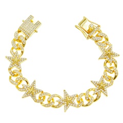 hip-hop three-dimensional stars full diamond Cuban chain bracelet trendy bracelet