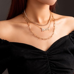 European and American retro creative Gothic letter multi-layer necklace stacked diamond clavicle chain
