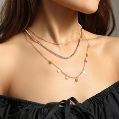 Simple European and American Multilayer Diamond Necklace Clavicle Chain