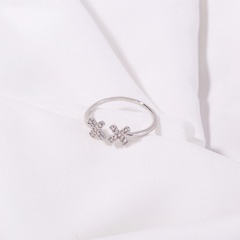 Fashion creative simple double X cross opening zircon copper ring