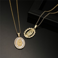 classic religious jewelry copper plated 18K gold zircon Virgin Mary pendant necklace female