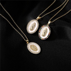 new copper-plated 18K gold dripping oil zircon Virgin Mary pendent necklace wholesale