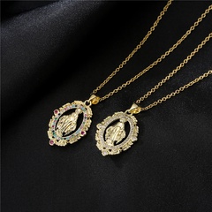 Europe and the United States new copper-plated 18K gold micro-inlaid zircon Virgin Pendant Necklace