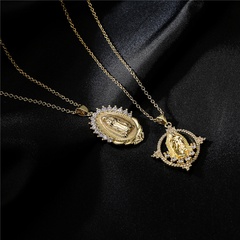 nouveau collier pendentif Vierge Marie bijoux en zircon plaqué or 18 carats en gros
