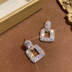 simple micro-inlaid zircon square earrings wholesale
