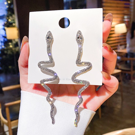 new trendy snake-shaped earrings personality exaggerated long earrings's discount tags