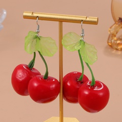 new red cherry earrings exaggerated personality resin earrings personality fun earrings