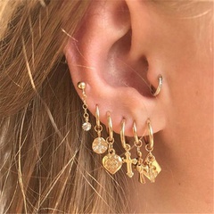 New earrings set fashion creative cross inlaid zircon earrings