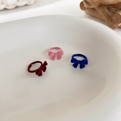 Autumn and winter flocking hollow bow wine red Klein blue ring
