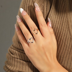 Fashion simple alloy 2-piece set European and American retro trend open hollow love ring