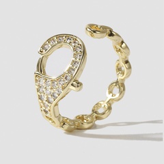 Creative simple copper inlaid zirconium open ring Korean style exquisite ring jewelry