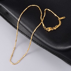 einfache Titanstahl vergoldete Perlen runde Perlen dünne Kette Halskette