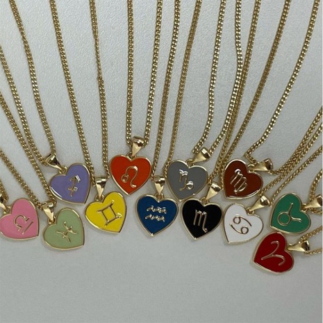 nouvelle mode créative douze constellation couleur pendentif collier femme's discount tags